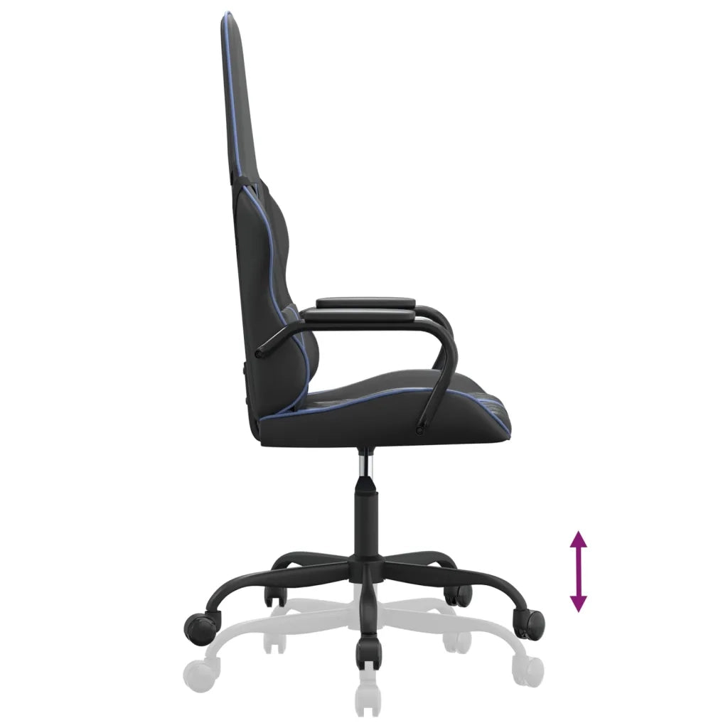 Sedia da Gaming | Sedia da e-sports Massaggiante Blu e Nero in Similpelle