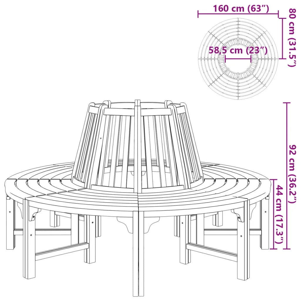 Panchina Circolare per Albero Ã˜ 160 cm in Legno