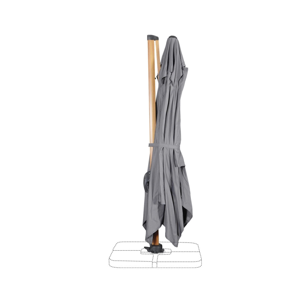 Ombrellone rettangolare asta effetto legno, 3x4m, grigio