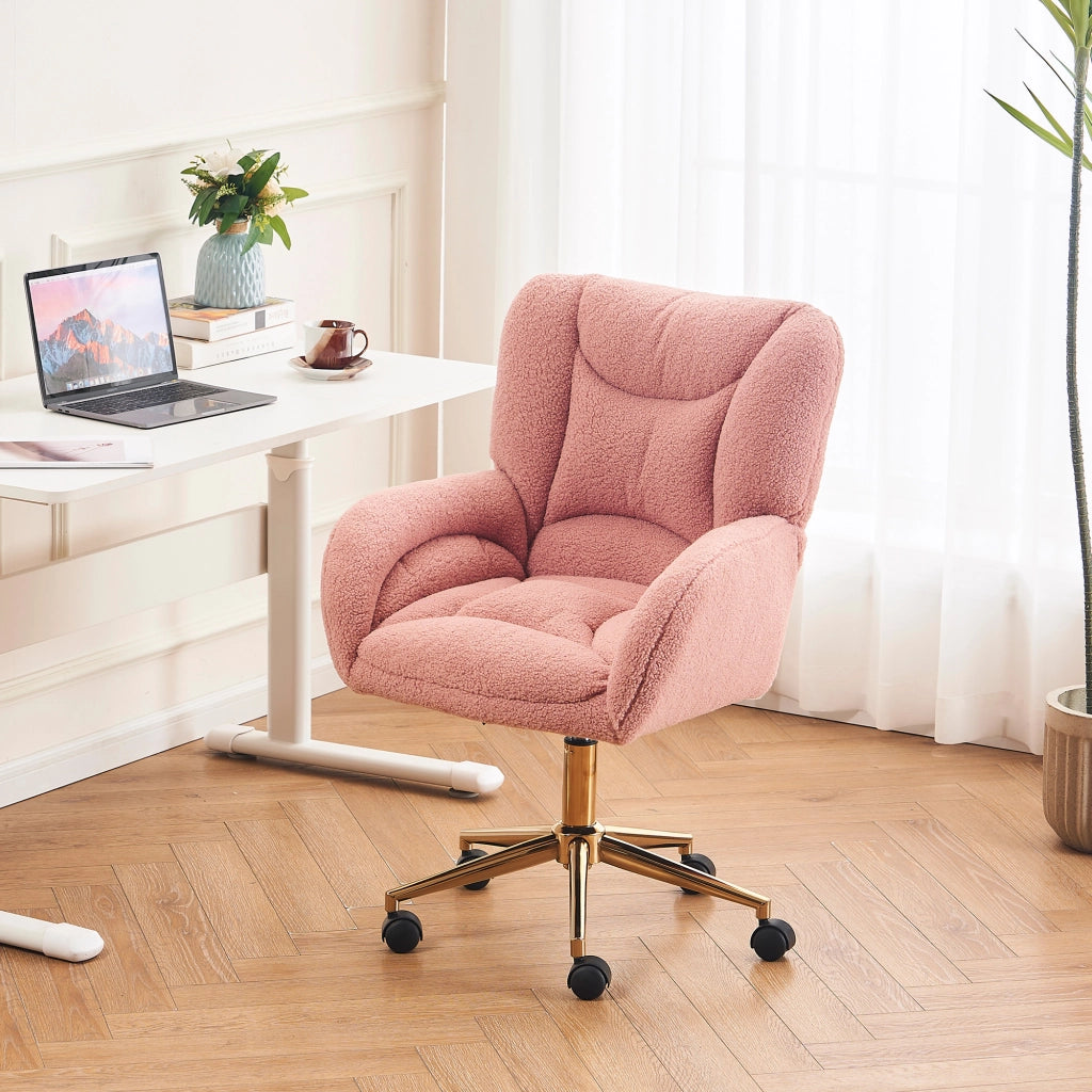 SEDIA Girevole Regolabile 64x62x92,5 cm Teddy Rosa con base oro