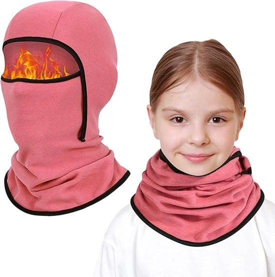 Due cappucci per bambini da 6 a 14 anni, guanti da sci multifunzionali, cappello da bicicletta con collo riscaldante, pet per ragazzi e ragazze, attività all'aperto in inverno