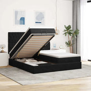 Struttura Letto Pouf con Materassi Nero 200x200 cm Velluto 3313798