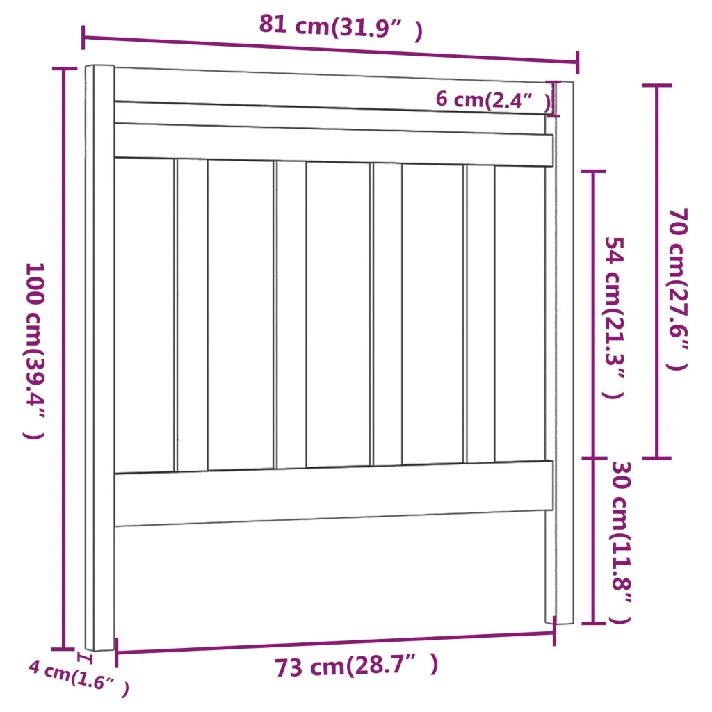 Testiera per Letto Bianca 81x4x100 cm in Legno Massello di Pino