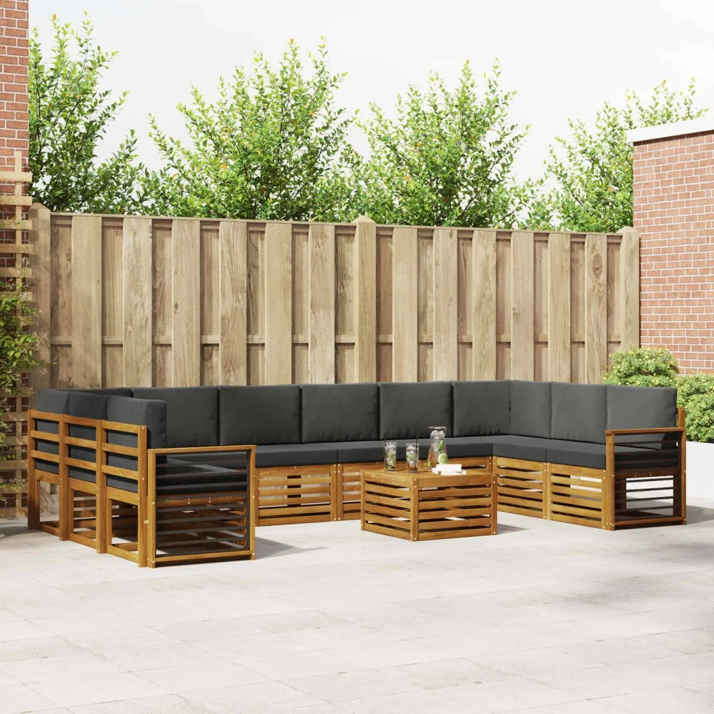 Set di divani da esterno 11 pcs Naturale e Antracite