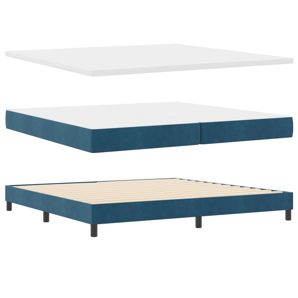 Letto con Materasso e LED Blu Scuro 200x200 cm in Velluto