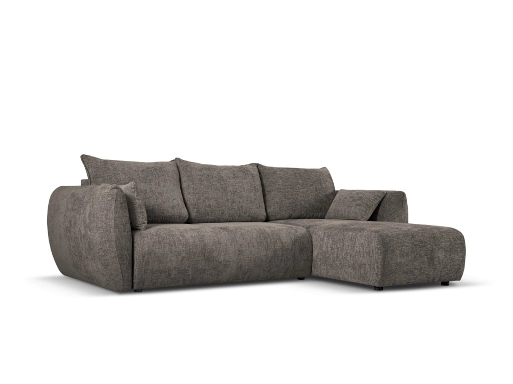 Cosmopolitan Design - Divano convertibile angolare destro con contenitore "Matera" 4 posti in ciniglia grigio 