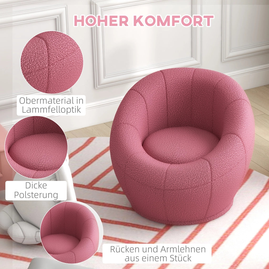 Poltrona per bambini ¨C zephmum ¨C in tessuto peluche, rosa, 60x56x48 cm