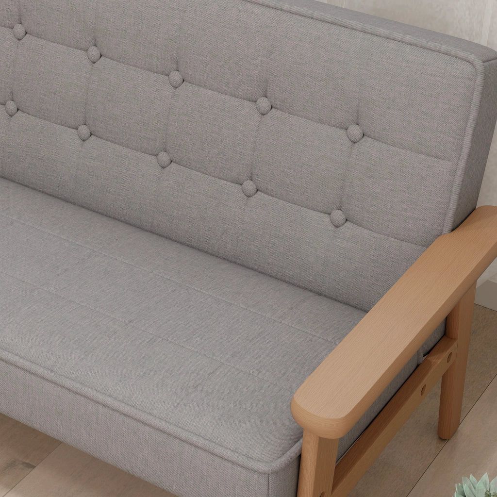 Divano 2 posti per bambini ¨C zephmum ¨C grigio, tessuto, struttura in legno