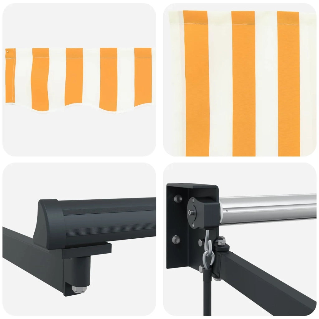 Tenda retrattile-Tenda parasole per balcone Giallo e bianco 4 x 2 m 468934