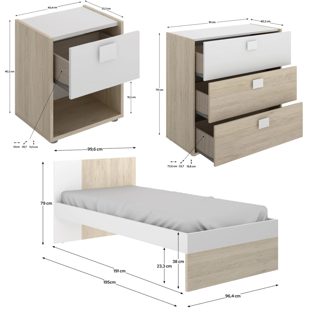 Oakhurst, set Camera da Letto 4 Cassetti, Marrone Rovere