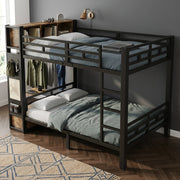 letto a castello metallo legno nero noce scuro 120x200 cm