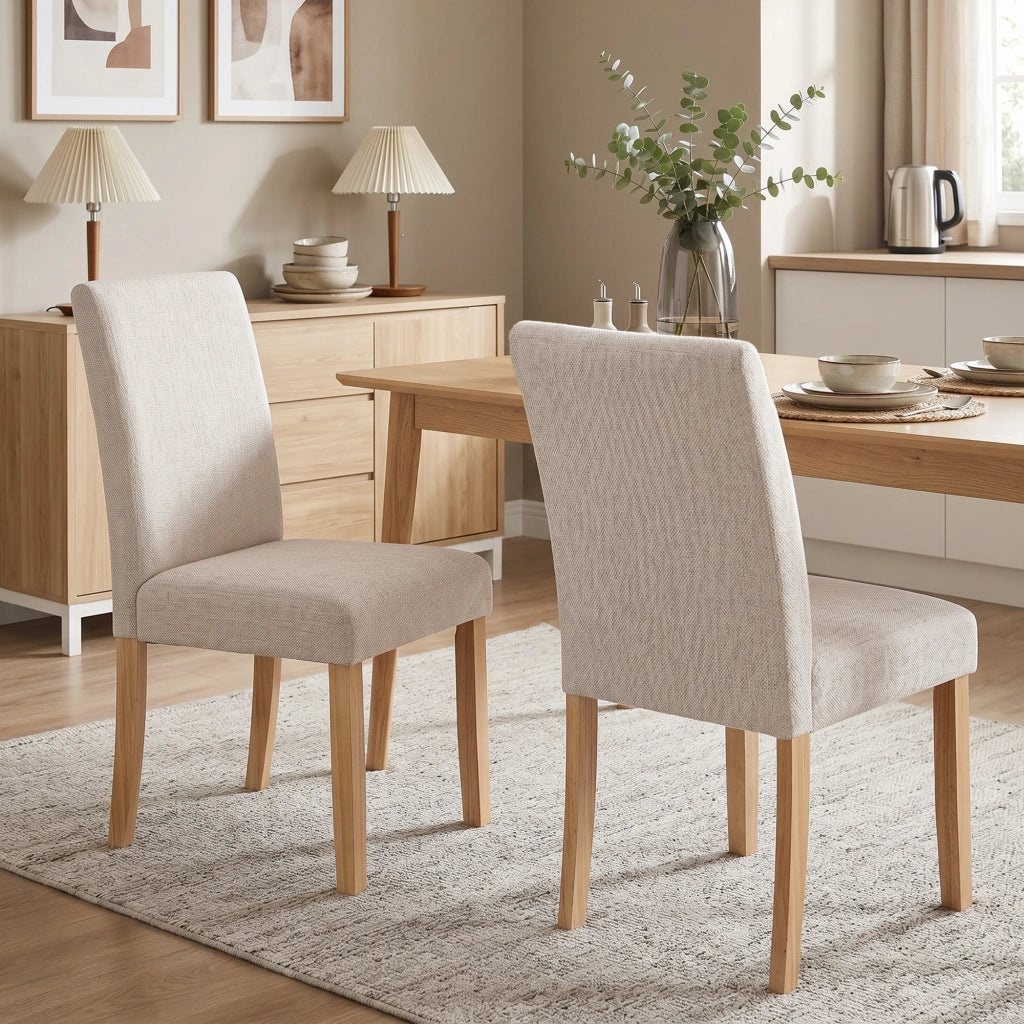 Set di 2 Sedie da Pranzo Imbottite ¨C zephmum ¨C Legno di Hevea, Grigio