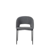 E-STYLO Sedia in tessuto grigio scuro con gambe in metallo antracite, imbottita, 52cm X 55.5cm H. 78.5cm.