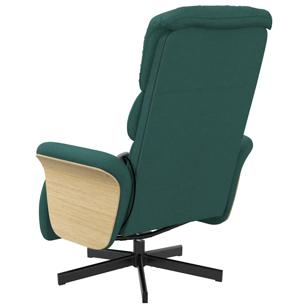 Poltrona | Sedia Relax Reclinabile Massaggio Poggiapiedi Verde Scuro Tessuto