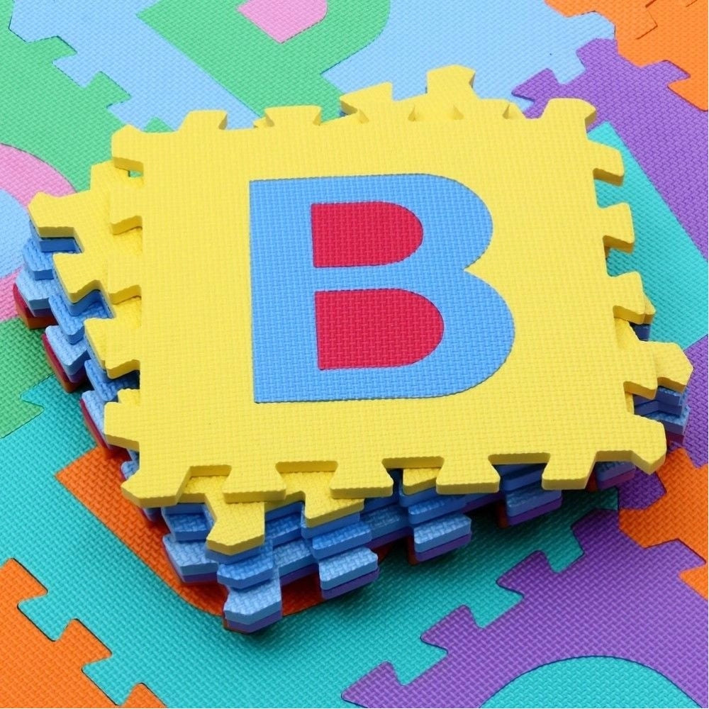 Trade Shop - Tappeto Puzzle Per Bambini Set 9 X 9 Cm Gioco Tappetino Lettere Numeri Gomma Eva -