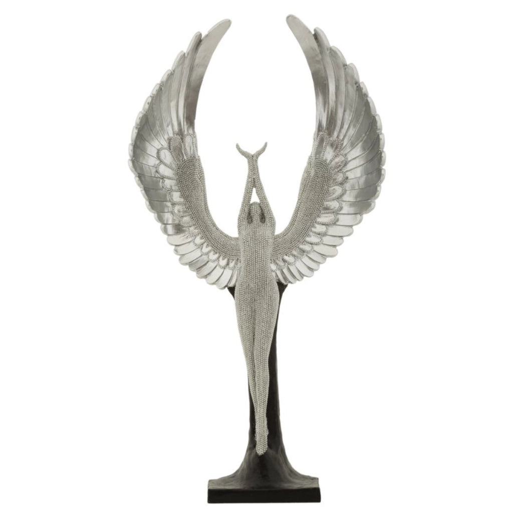 Scultura Fenice, Argento, Poliresina, 26x9x48 cm