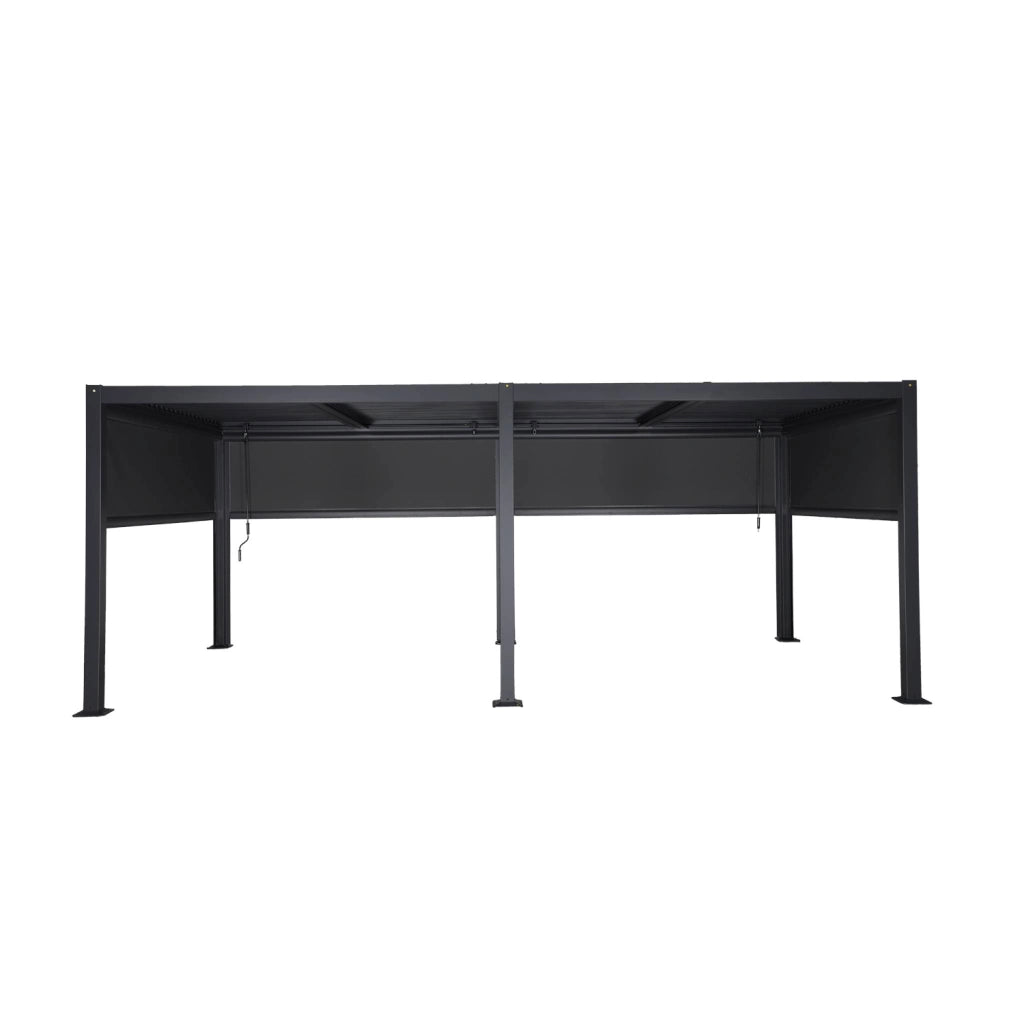 Pergola bioclimatica in alluminio e acciaio 3x6m + 4 tende 3m,