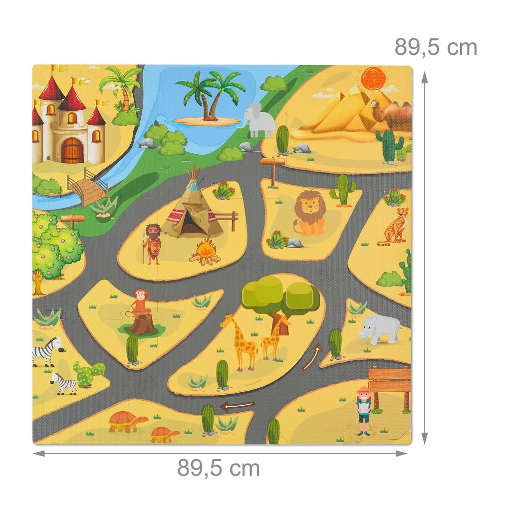 Tappeto gioco multipezzo design safari cameretta bambini 9 x 9 x 12 cm in poliestere multicolore 13_0016329
