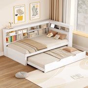 Divano letto multifunzionale con letto estraibile 90x200 cm; USB; bianco