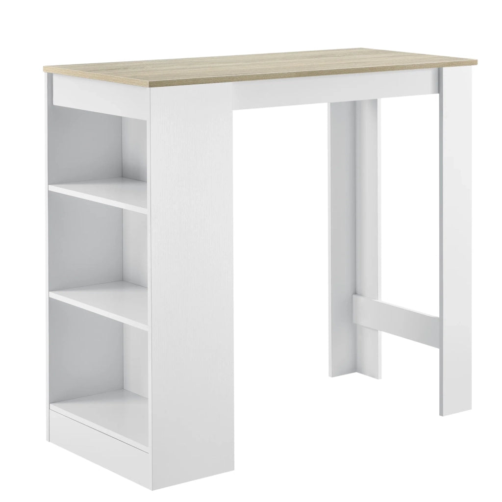 Tavolo alto da bar con contenitore tavolo da bistrot 110 cm bianco e rovere 03_0006188