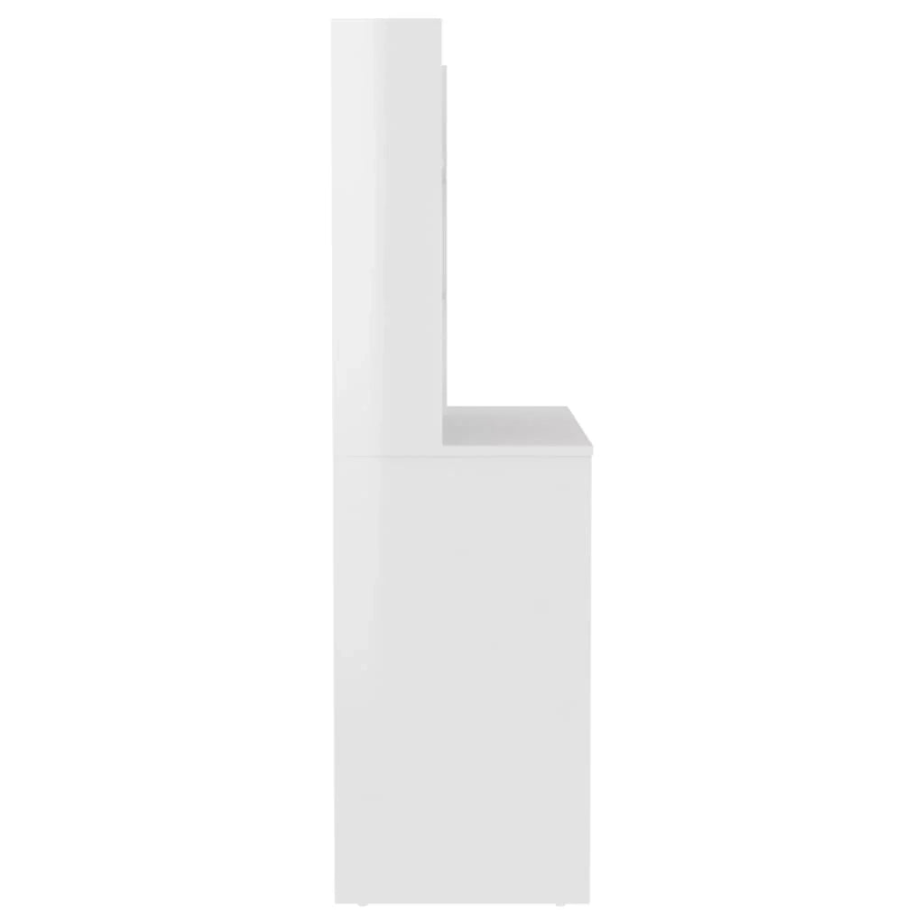 Tavolo da trucco con illuminazione a LED 100 x 40 x 135 cm MDF bianco lucido 02_0006277