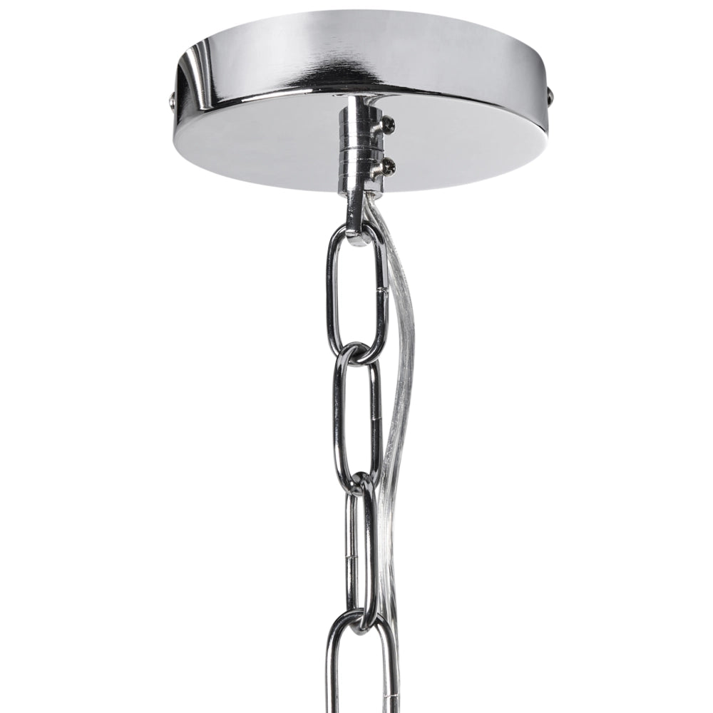 Lampadario a 6 luci in stile tradizionale per soggiorno e sala da pranzo con base in metallo e paralumi in tessuto argento