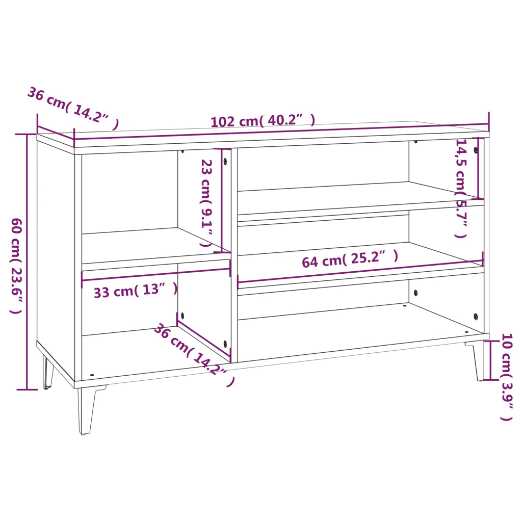 Scarpiera-Scaffale per scarpe Nera 102x36x60 cm in Legno Multistrato 468863