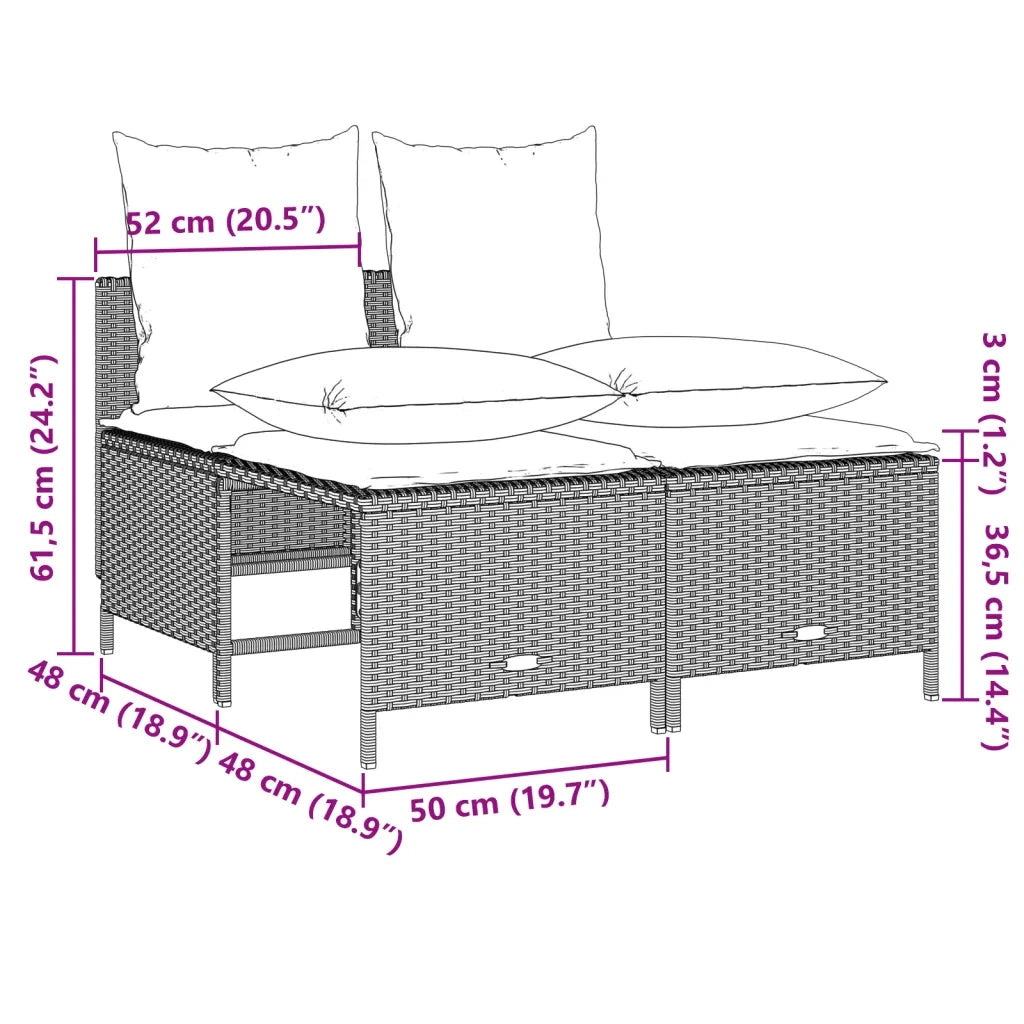 Set Divano da Giardino 4 pz con Cuscini-Sofa da Giardino-Divanetto da esterno Grigio Chiaro Polyrattan 885737