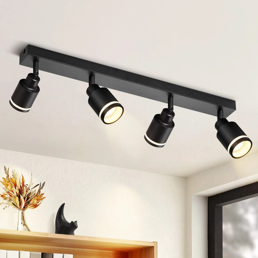 ZMH Faretto da soffitto neri 4 luci GU10 metallo orientabili moderni per camera letto sala pranzo senza lampadina