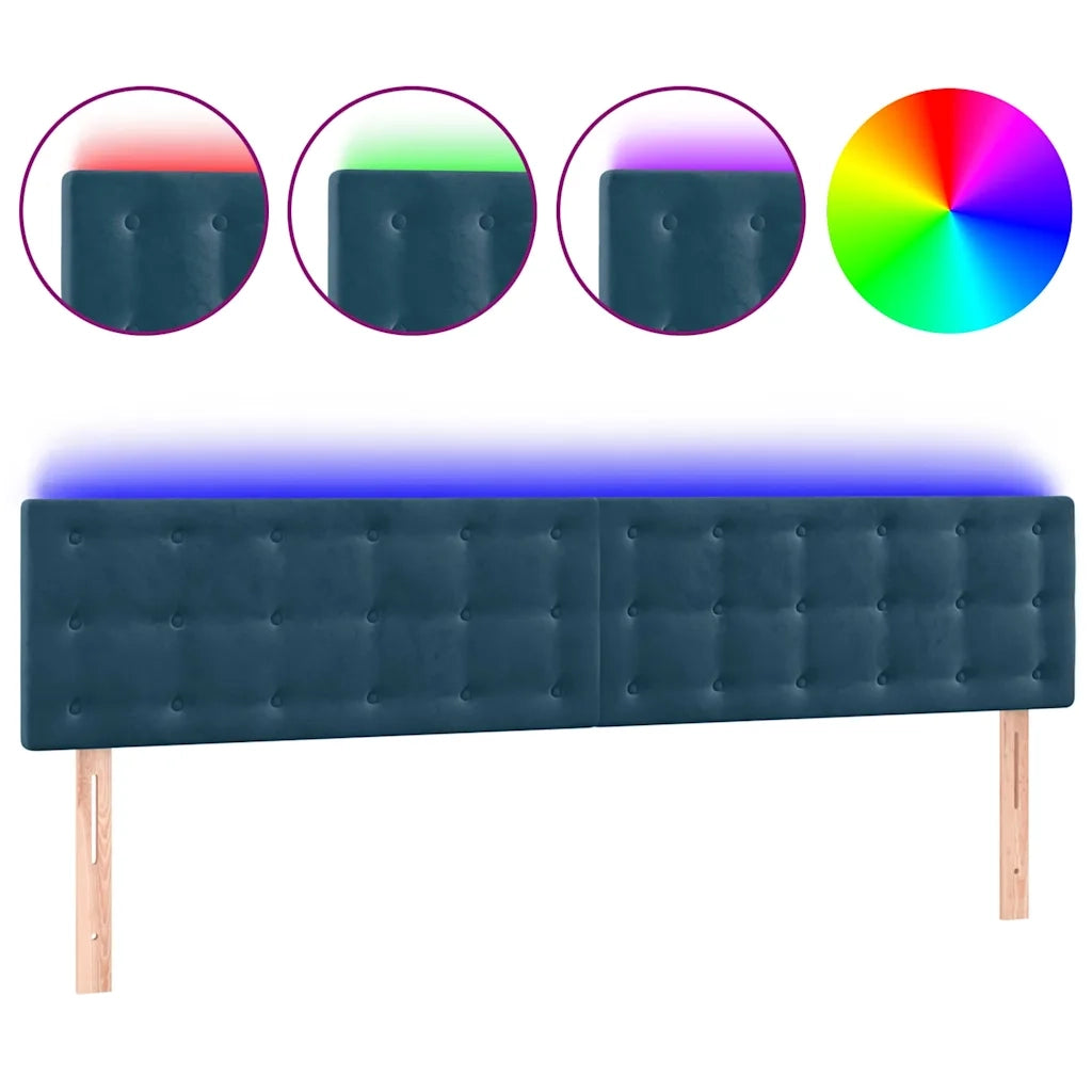 Testiera a LED-Testata con LED Blu scuro 160x5x78/88 cm in Tessuto 404281