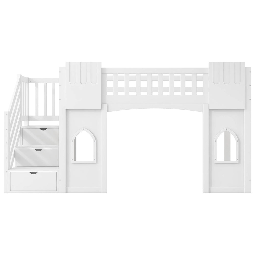 Letto mezzanino 90x200cm?- Xylo - scala finestra bianco
