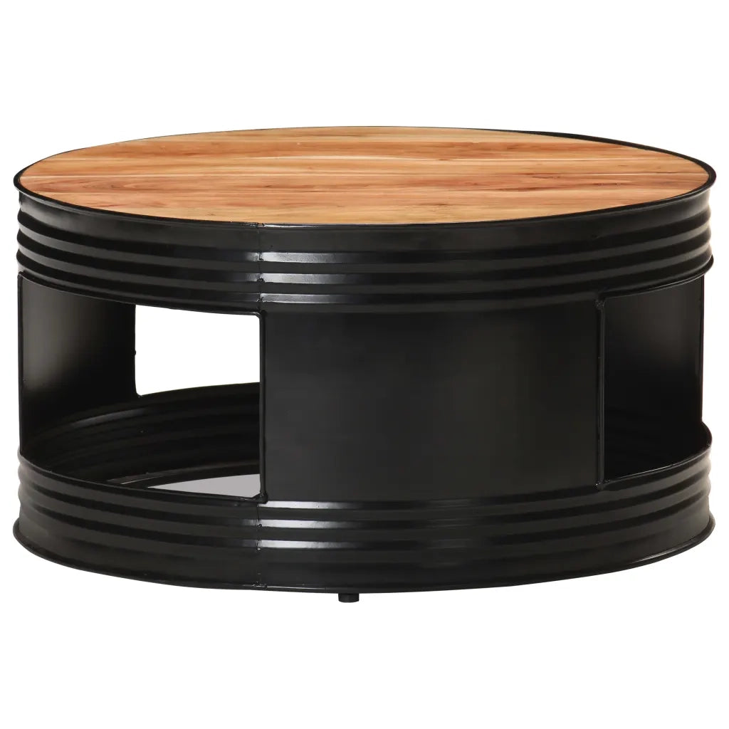 Tavolino da Salotto Nero 68x68x36 cm in Massello di Acacia 321933
