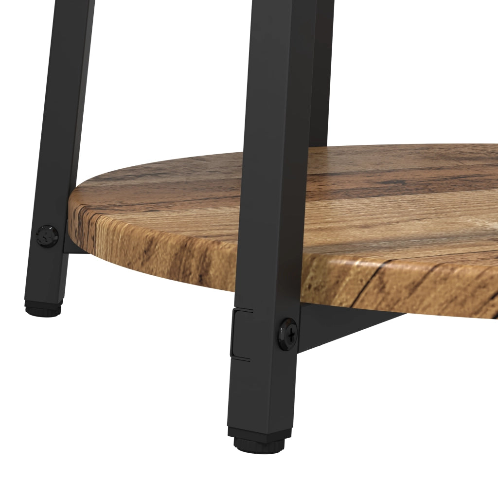 Set di 2 Tavolini in Legno Vecchio, Legno Ingegnerizzato e Metallo