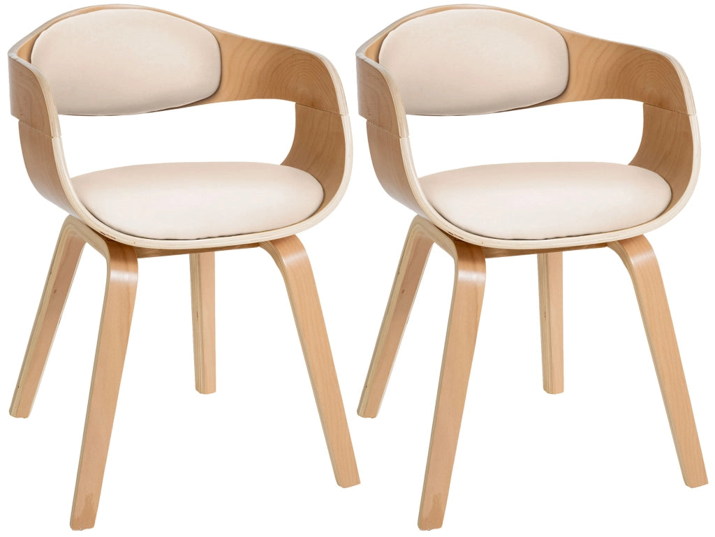 Set di 2 sedie Kingston in finta pelle Natura/crema