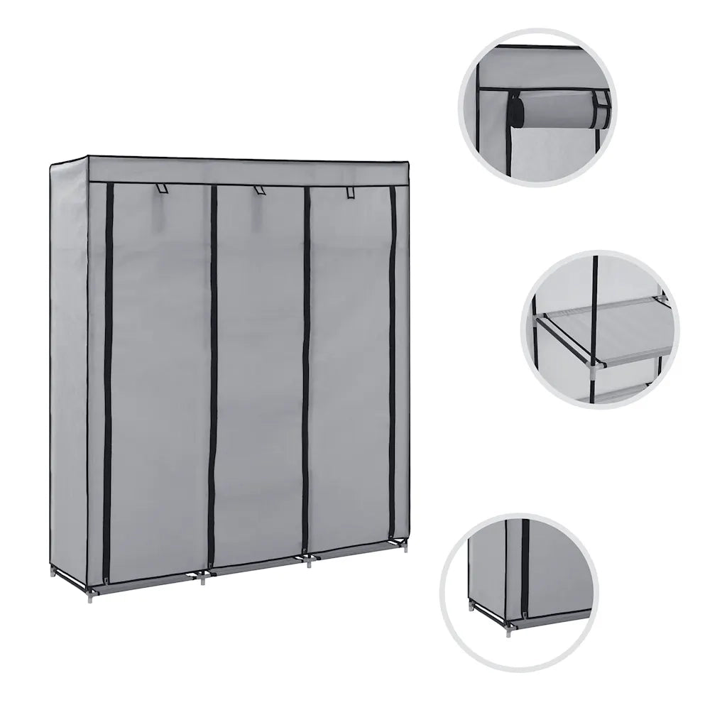 Armadio con Scomparti e Aste Grigio 150x45x175 cm in Tessuto CFW4320567