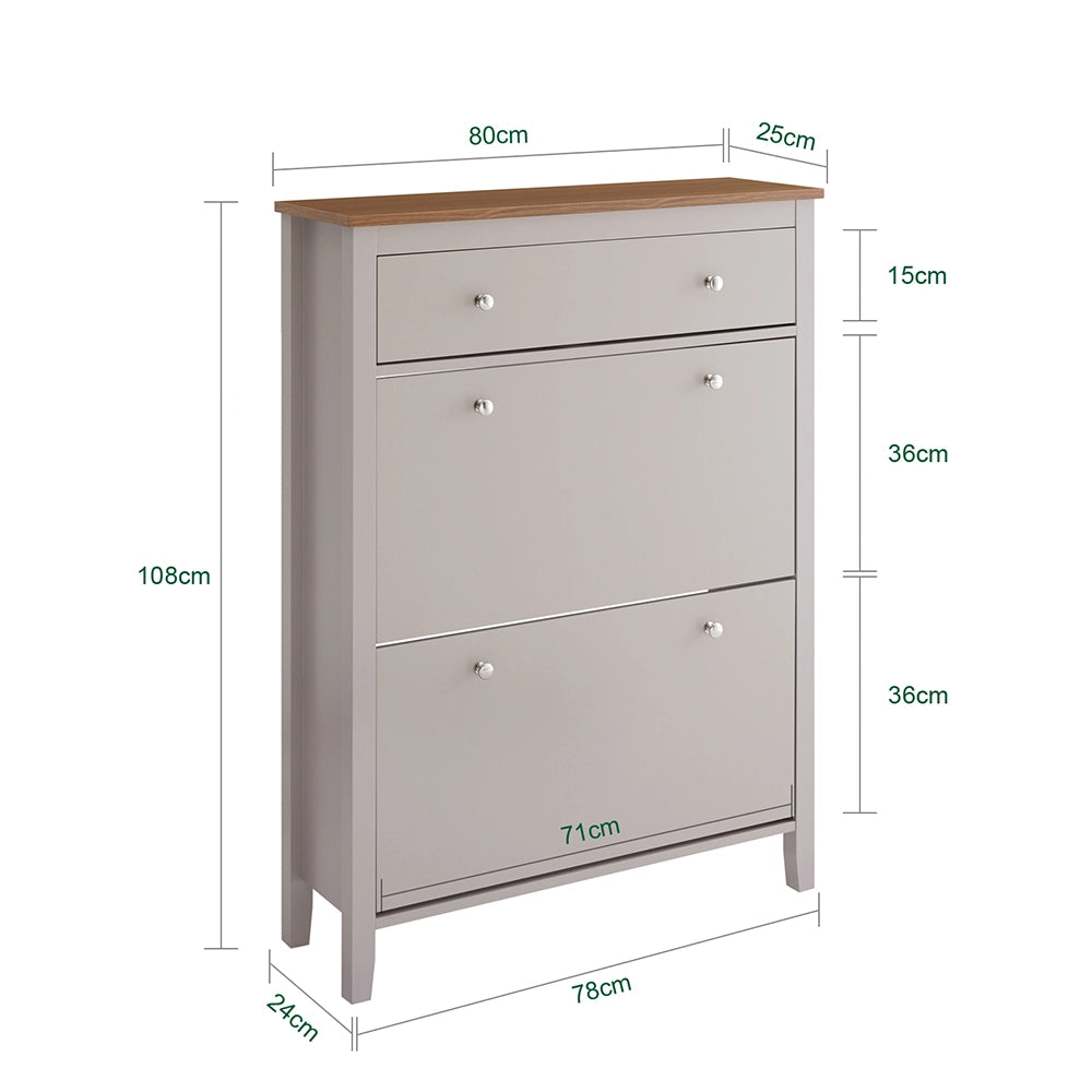SoBuy Scarpiera Salvaspazio Slim Ingresso - Mobile Scarpiera con Cassetto e 2 Ante a Ribalta per 12 Paia - Design Nordico in Legno, Facile Montaggio, 78x24x108 cm, Marrone Chiaro, FSR89-KA