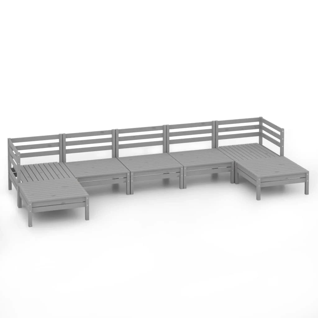 Set di mobili da giardino mobili da esterno 7 pezzi legno di pino massiccio grigio 02_0017431