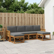 Set di divani da esterno 6 pcs Naturale e Antracite Poliestere