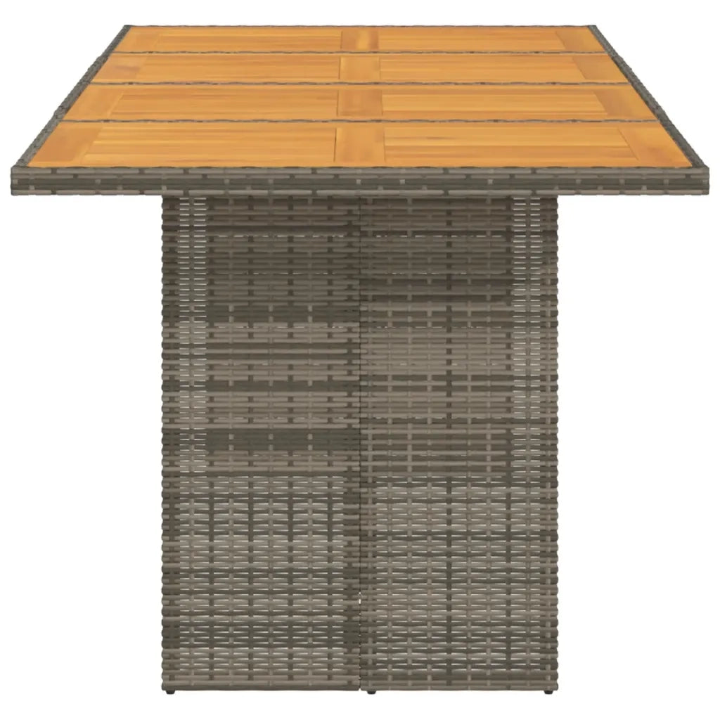 Tavolo Giardino | Tavolino da esterno Piano Legno Acacia Grigio 190x80x75 Polyrattan