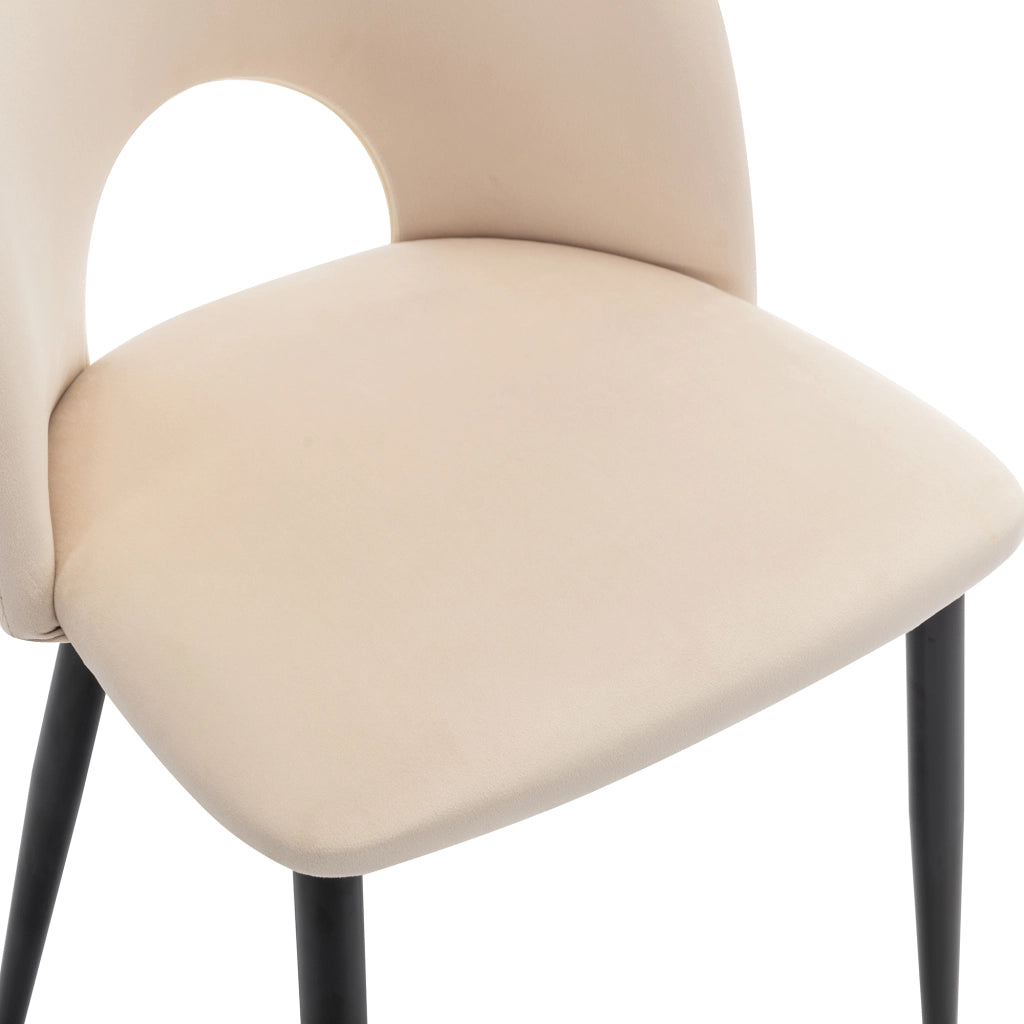 Tavolo da pranzo per 4 persone con 4 sedie in velluto, gambe regolabili, beige, 117 × 68 × 75 cm