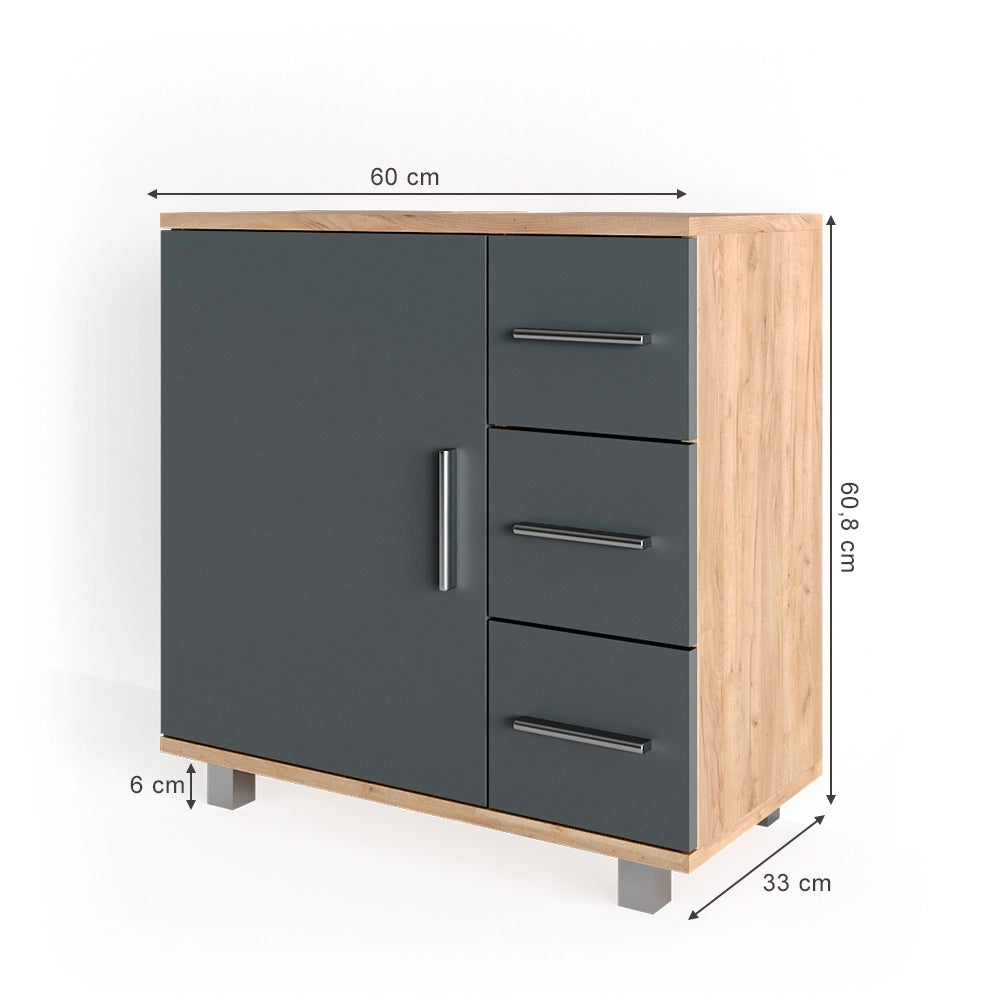 Vicco Mobile sottolavabo per bagno Quercia dorata 60 x 60 cm