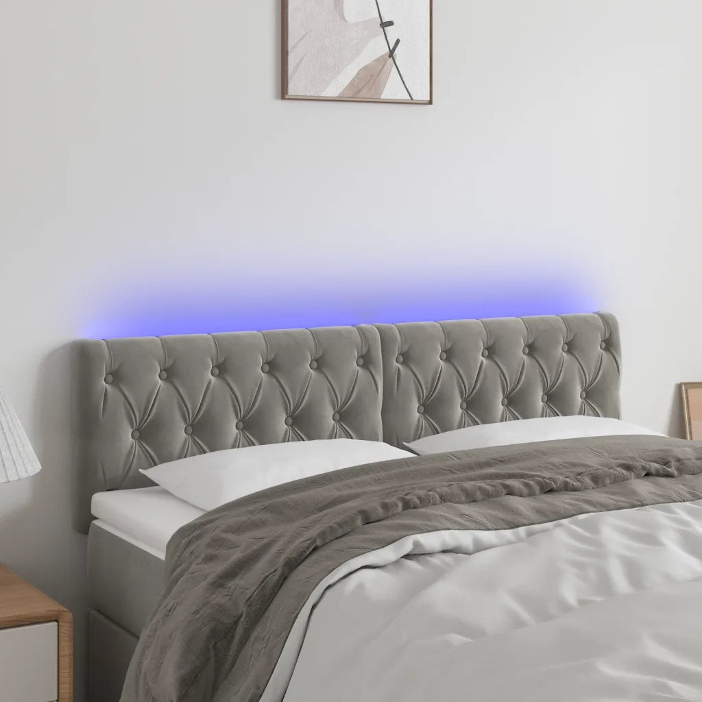 Testiera | Testata a LED Grigio Chiaro 160x7x78/88 cm in Velluto