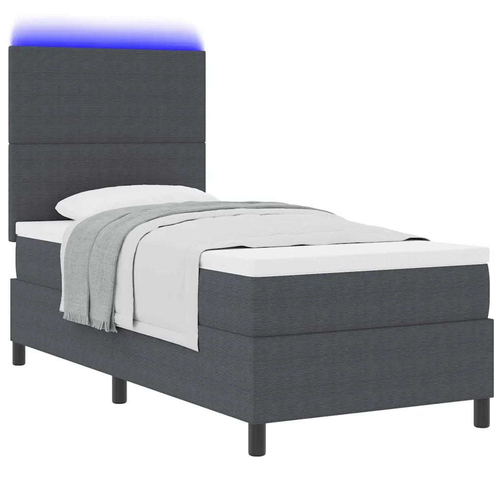 Letto a Sorgente LED Grigio Scuro e Bianco 90 x 200 cm 3337628