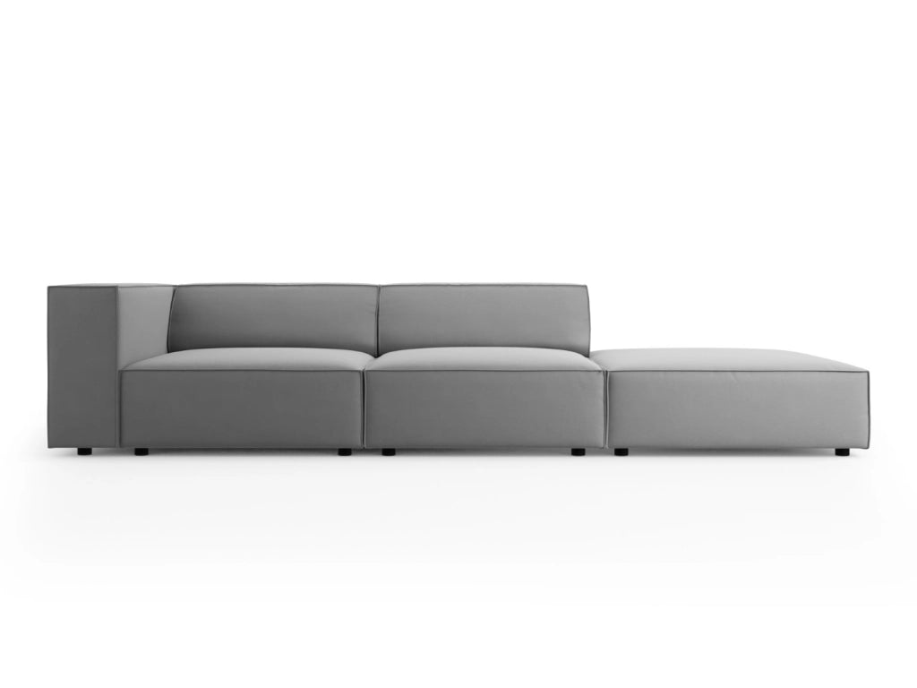 Cosmopolitan Design - Divano destro "Arendal" 4 posti in velluto grigio chiaro 