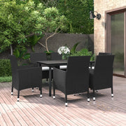 Set da Pranzo da Giardino 7 pz con Cuscini Polyrattan e Vetro cod mxl 38793