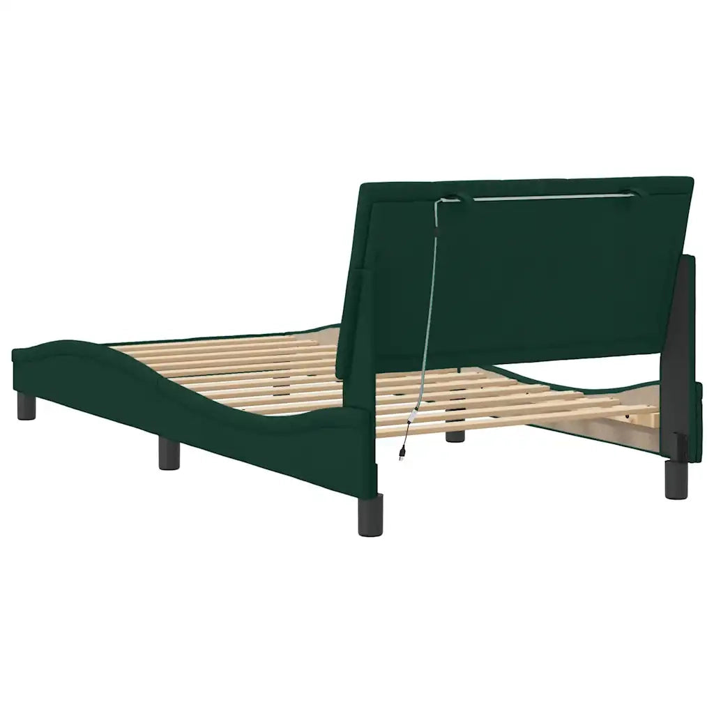 Giroletto con LED senza Materasso Hanko Verde Scuro 100x200 cm in Velluto 3213766