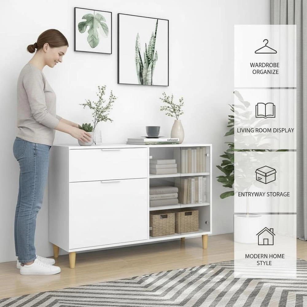 Sideboard White 103.5x35x70 Cm Wood-based Material