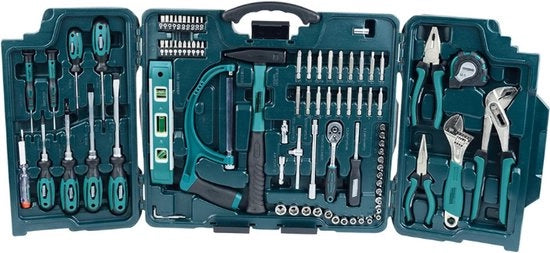 Cassetta di attrezzi Brüder - 89 pezzi - Set di utensili universali per uso domestico e fai da te - Blu - Ideale per falegnami - Autonomi e professionisti