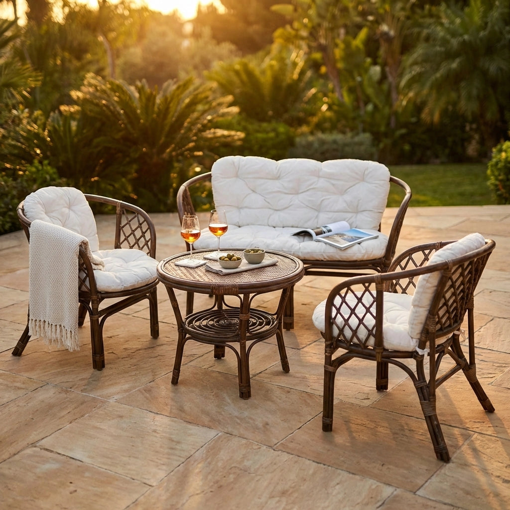 Salotto da Giardino 4 posti con Tavolino in Wicker - ECO