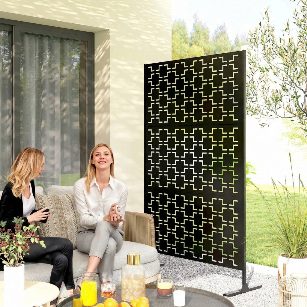 Pannello decorativo paravent esterno geometrico ¨C zephmum ¨C nero 122x45x198 cm